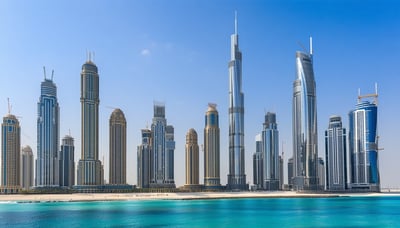 Dubai skyline with famous landmarks and luxury travel experiences Dubai skyline with famous landmarks and luxury travel experiences